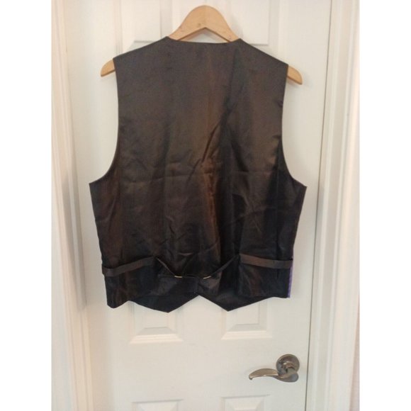 Men's Umo Lorenzo Formal Wear Purple/Black Satin Soft Button Vest Large - Picture 5 of 7